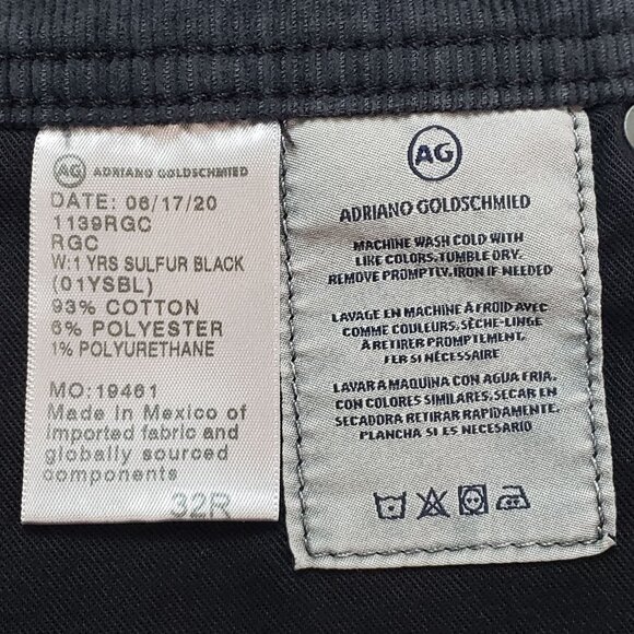 AG Adriano Goldschmied The Dylan Slim Skinny Corduroy Pant Men 32R Sulfur Black - Picture 10 of 16